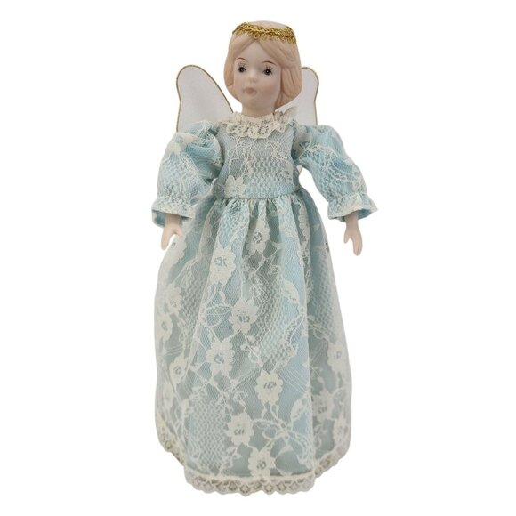 Vintage Avon Christmas Tree Snow Angel Tree Topper Doll Ceramic 10.5" Tall Blue - Picture 14 of 14